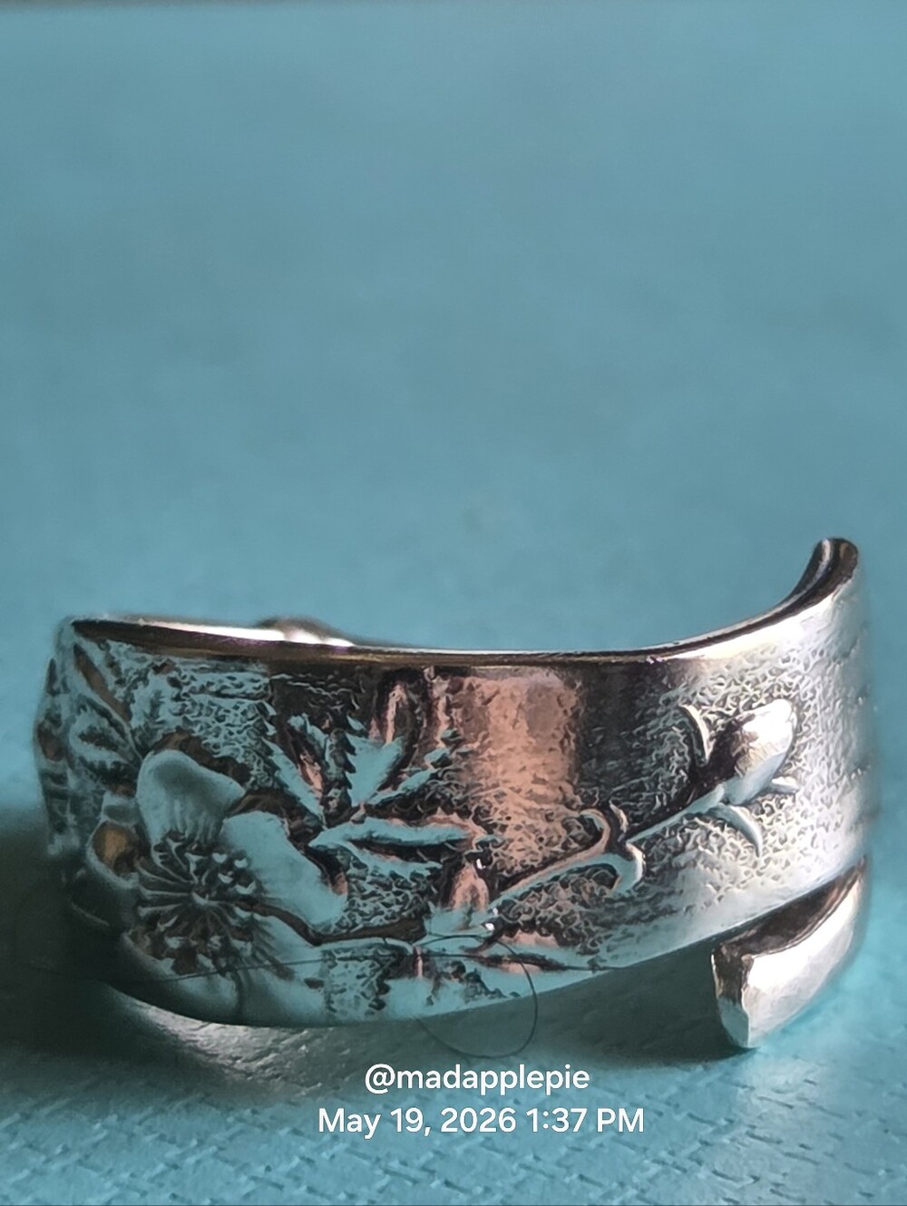 1872 Tiffany & Company Wild Rose Spoon Ring Sterling Silver Luxury Designer #94